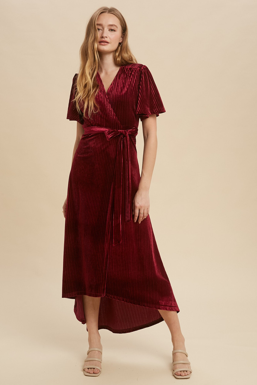 Merlot Velvet Wrap Dress - Longhorn ...